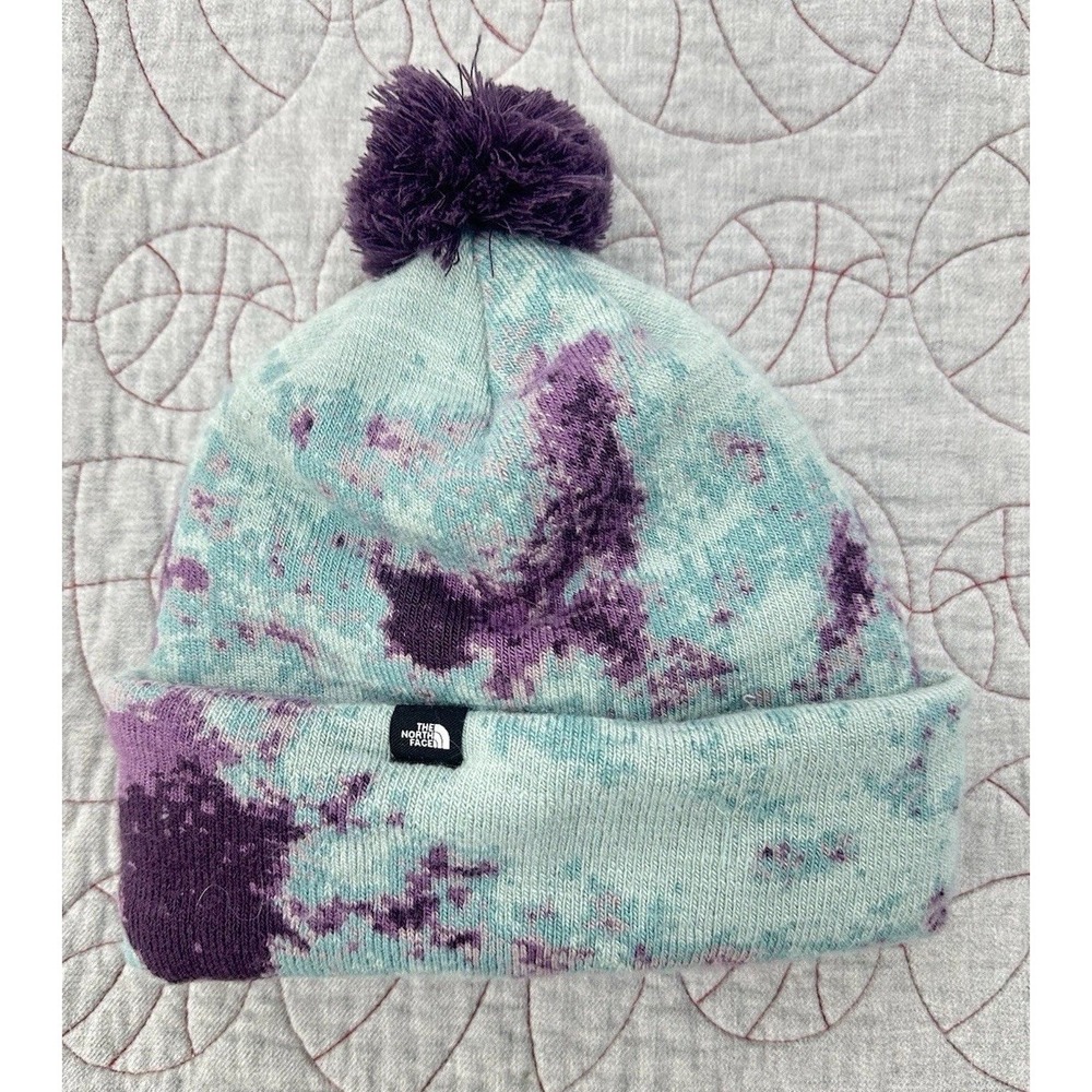The North Face Ski Tuke Pom Pom Hat Blue Blackberry Wine Adult One Size